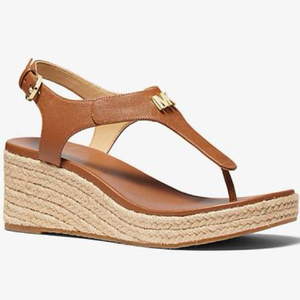 NEW MICHAEL KORS Women’s Laney Thong Wedge Sandal – Size 6 – Brown - Picture 2 of 8